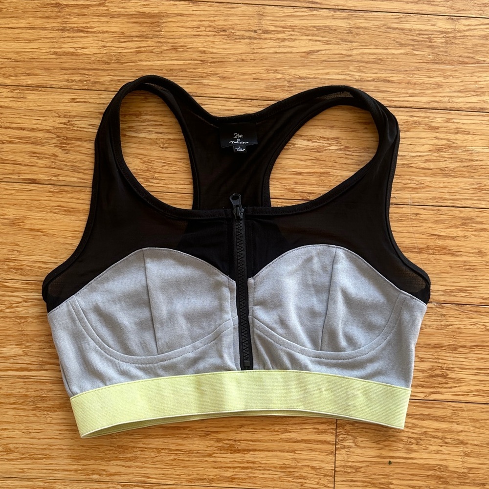 Delicious Black, Gray, and lime  greenSports Bra